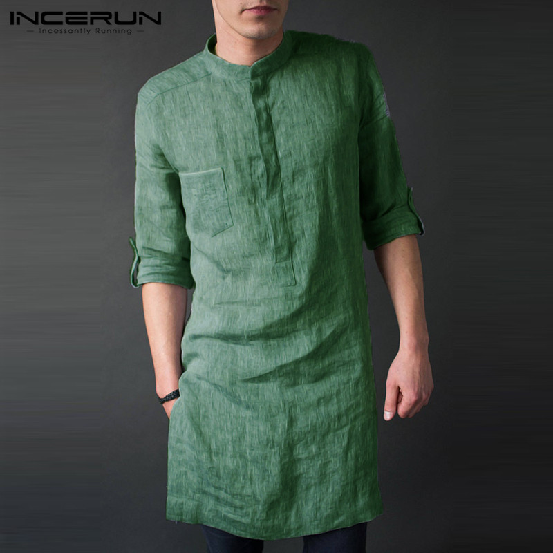 Men'S Fashion Kurta - INCERUN Męskie koszulki midi z długim