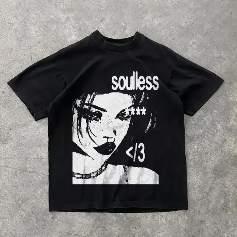 Men'S Fashion Aesthetics - Koszulka bawełniana z grafiką w stylu