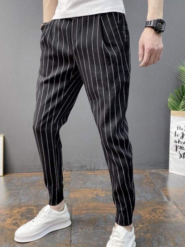 Men'S Fashion Aesthetics - Męskie spodnie slim fit w paski,