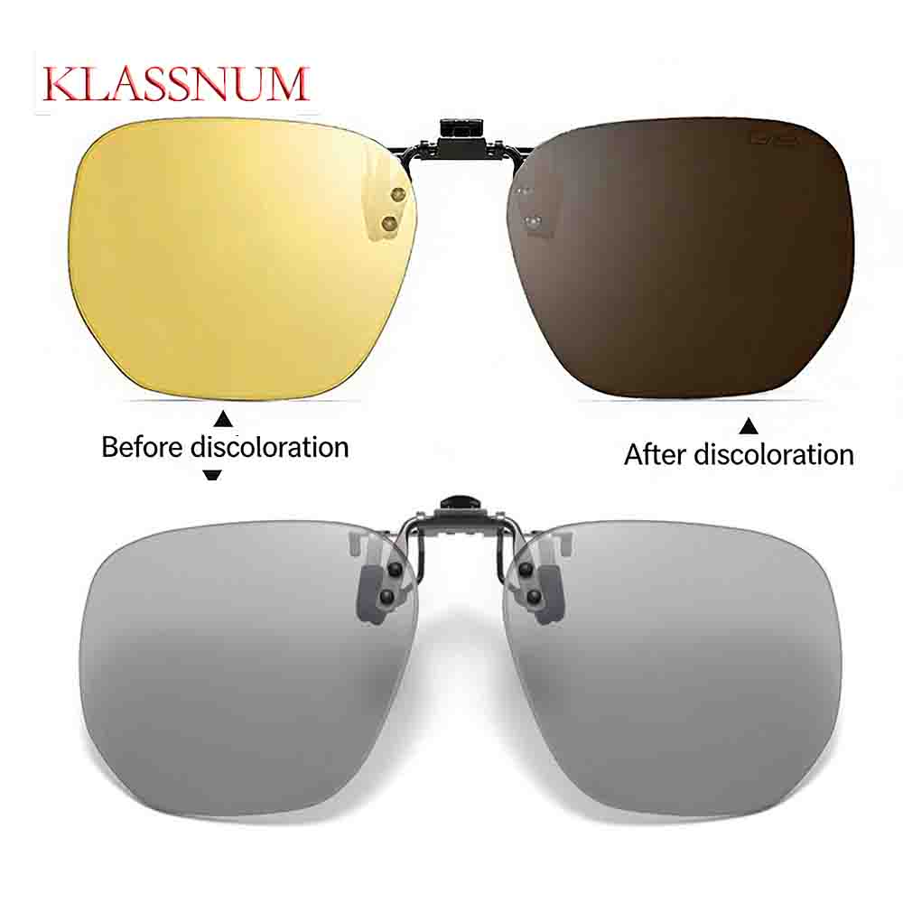 Mens Fashion Discord - Okulary przeciwsłoneczne KLASSNUM z klipsem, kwadratowe,
