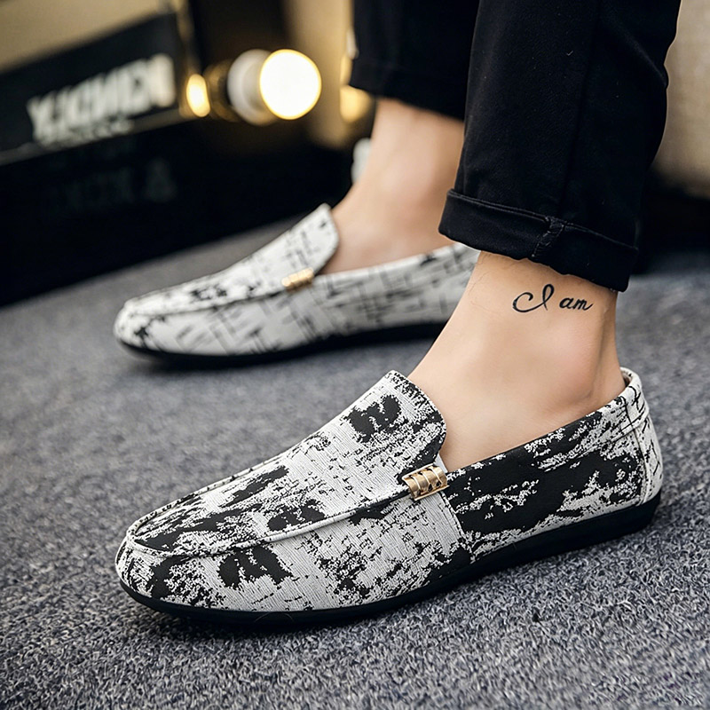 Mens Fashion Chinos - Męskie mokasyny, płócienne sneakersy, modne buty