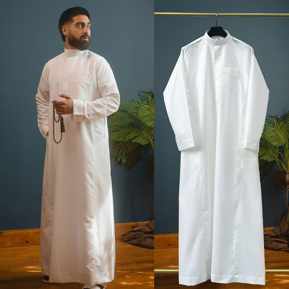 Dubai Men'S Fashion - Męska muzułmańska jubba thobe z zamkiem