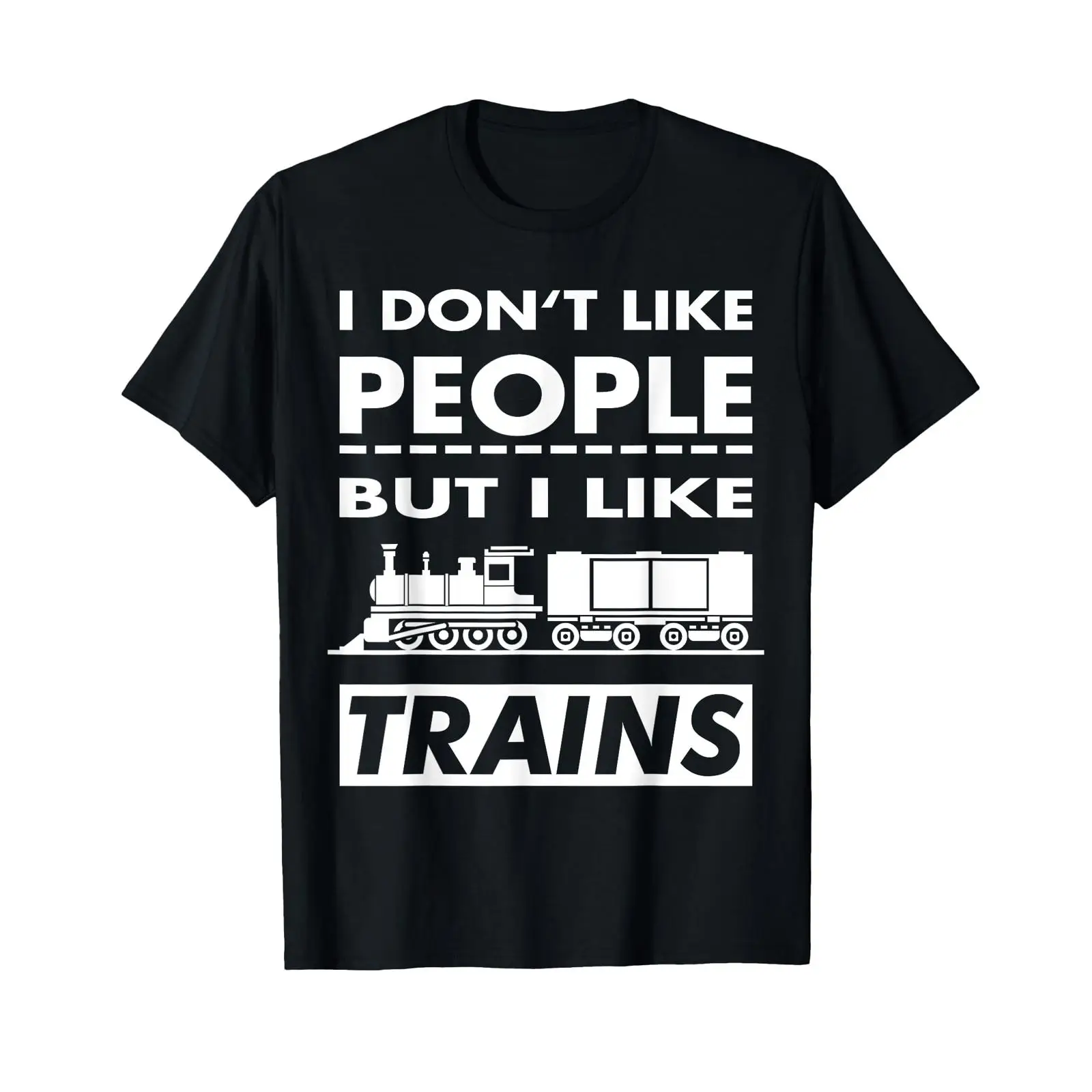 Men'S Fashion Mag - Koszulka I Like People But Trains