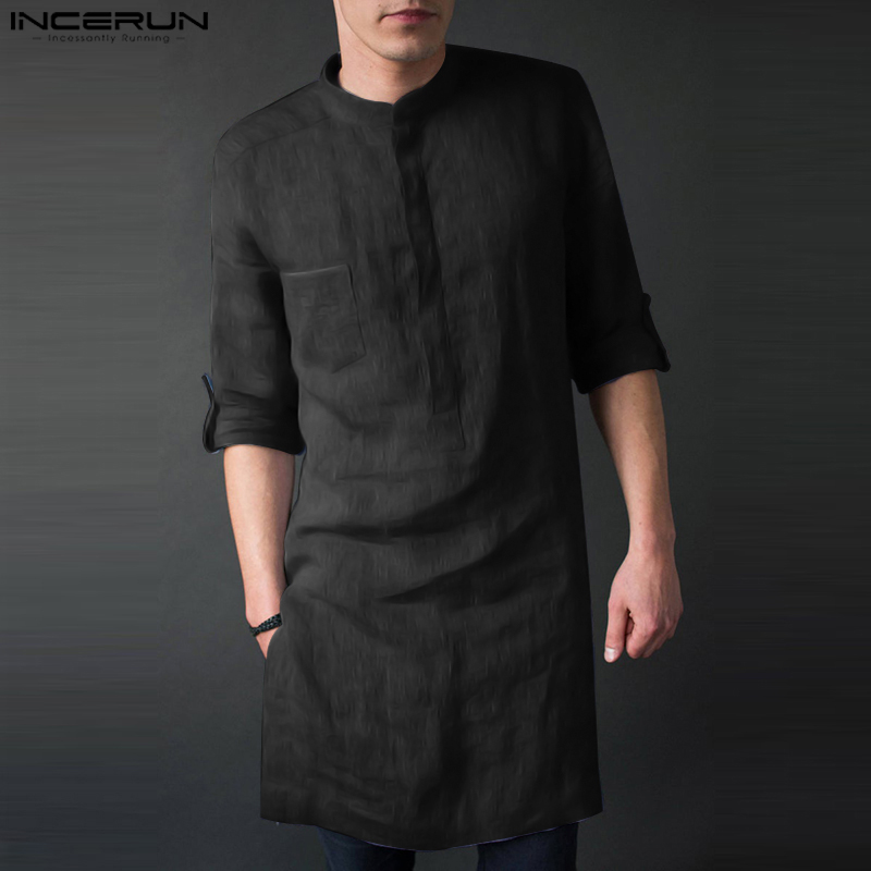 Men'S Fashion Kurta - INCERUN Męskie koszulki z długim rękawem