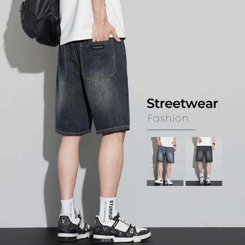 Jeans Pants Fashion Men - Męskie spodenki jeansowe w stylu vintage