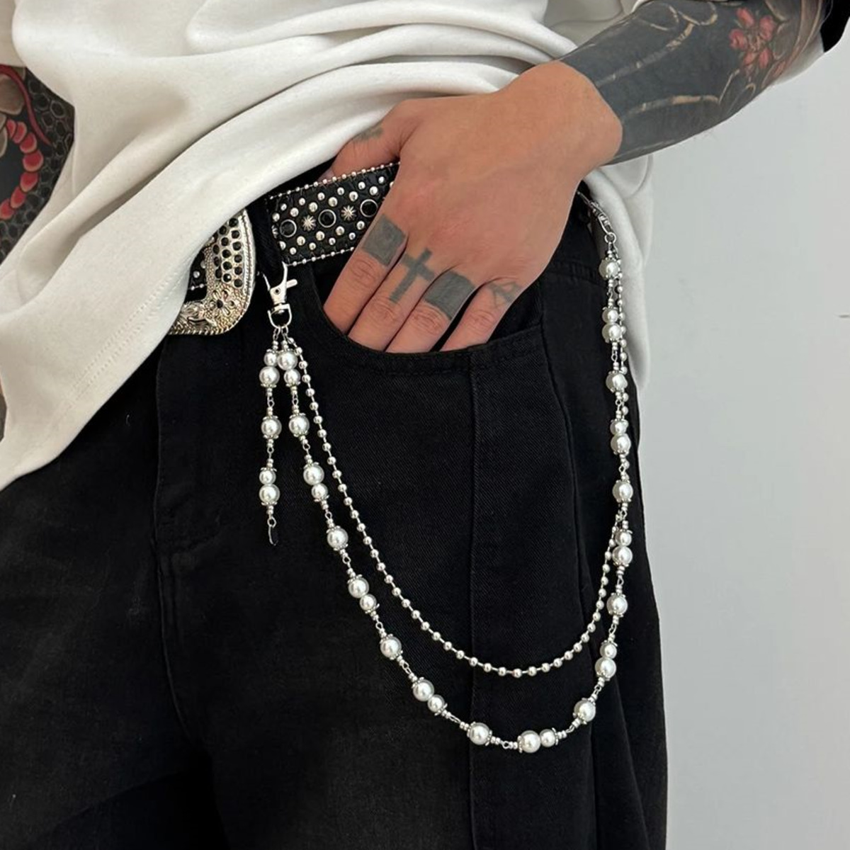 Jeans Pants Fashion Men - Ingemark 2025 Modny Unikatowy Łańcuszek na
