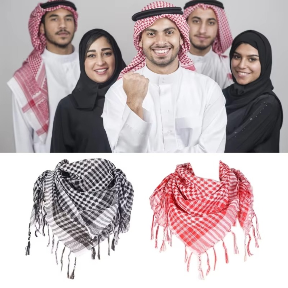 Men'S Fashion Head Scarf - Duża arabska chusta Shemagh z frędzlami,