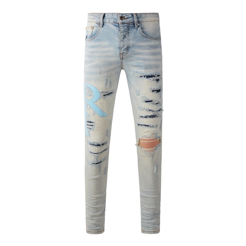Skinny Jeans Ripped - Moda Amerykańska Marki Męskie Jeansy Luksusowy