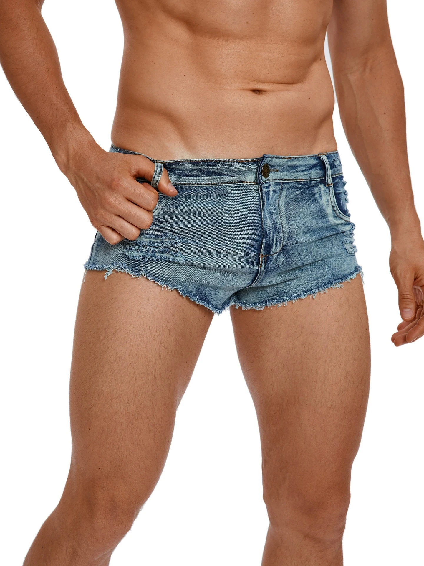 Jeans Pants Fashion Men - Męskie szorty jeansowe z niskim stanem,
