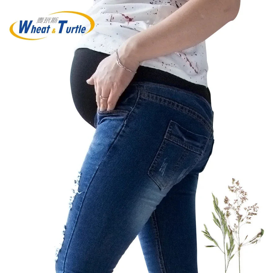 Skinny Jeans Ripped - Wyprzedaż! Bawełniane dżinsy ciążowe typu skinny