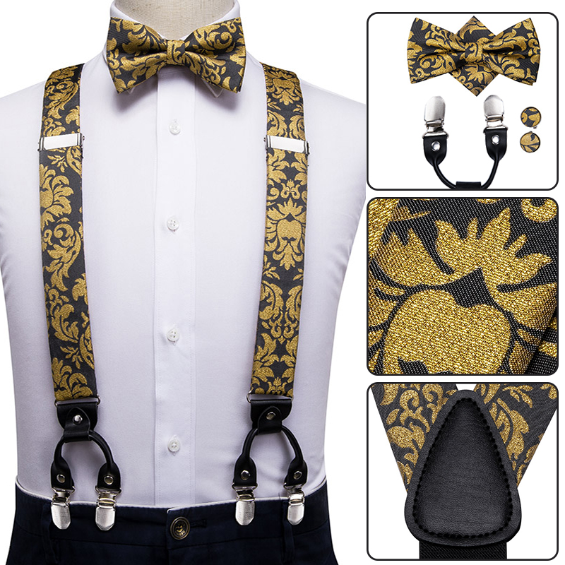 Suspenders Clip Men - Hi-Tie Silk Adult Men szelki zestaw