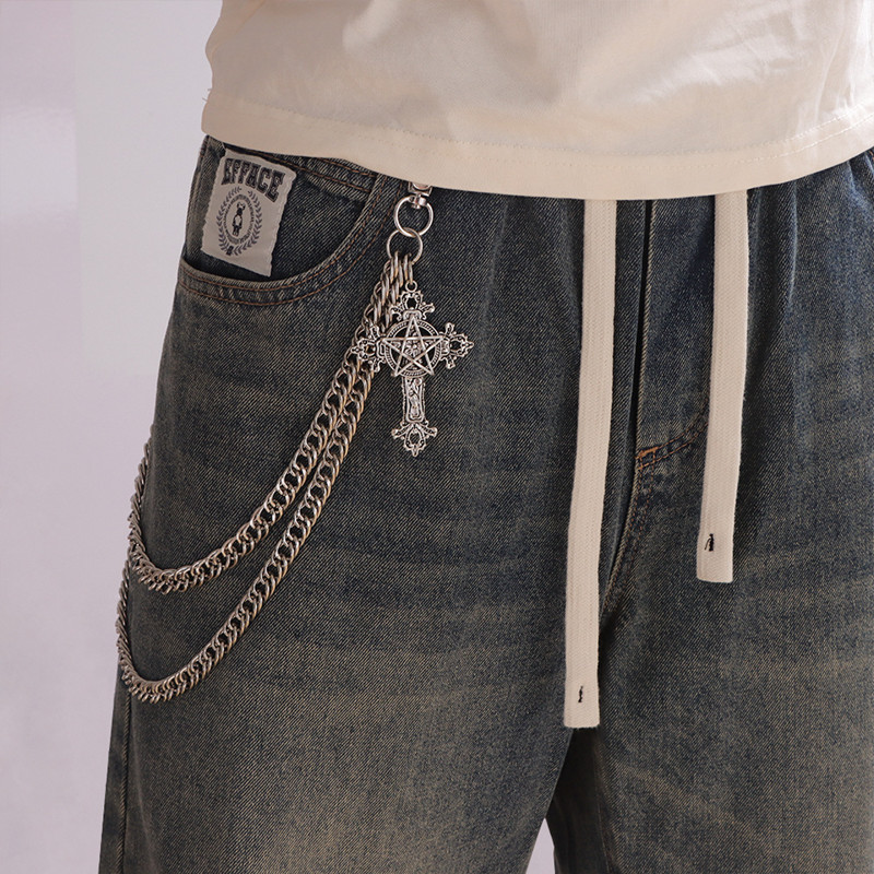 Moda Punk Metalowy łańcuszek d – Jeans Pants Fashion Men recenzja i cena