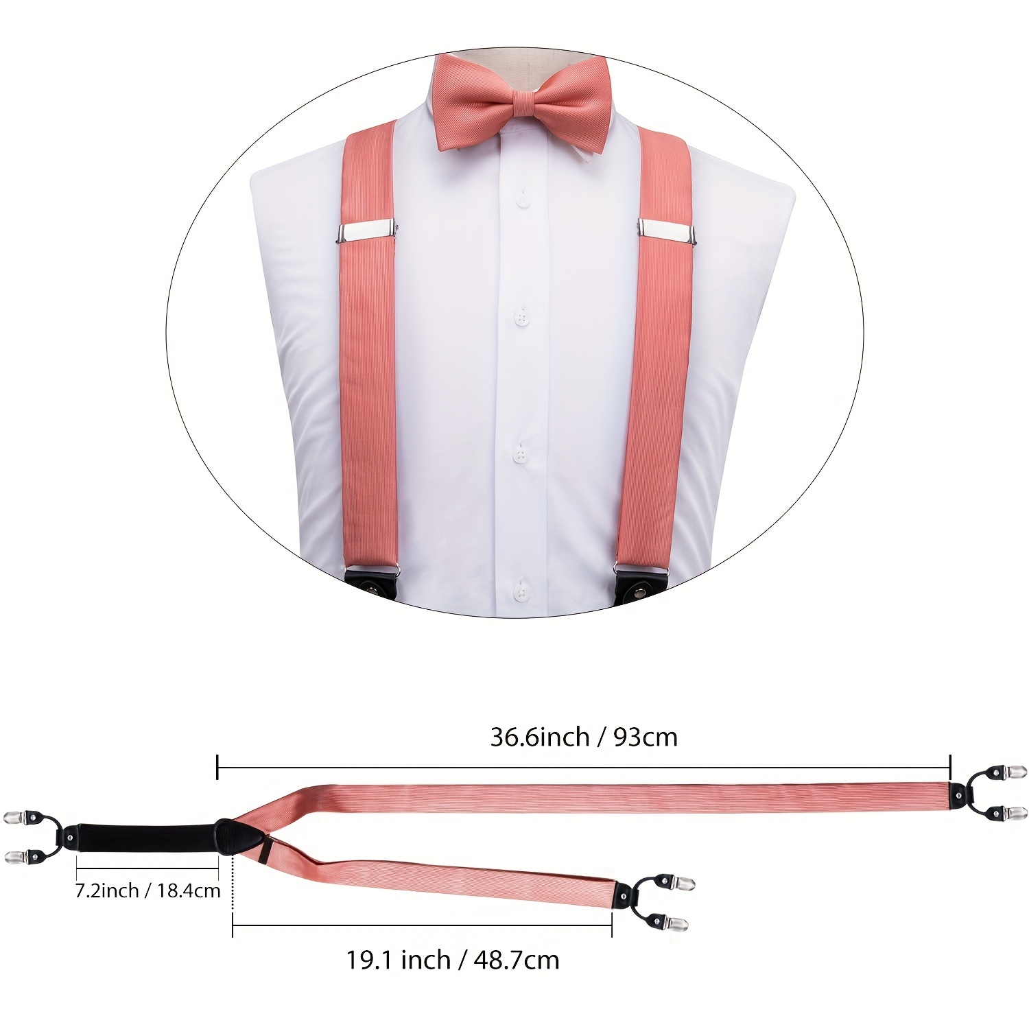 Hi-Tie Silk Mens Braces Bowtie – Suspenders Clip Men recenzja i cena