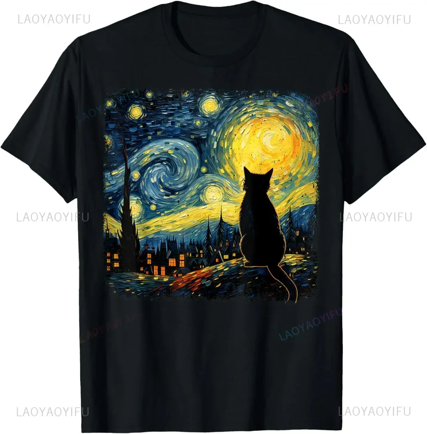 Cat Starry Night Van Gogh Cat  – Men'S Fashion Aesthetics recenzja i cena
