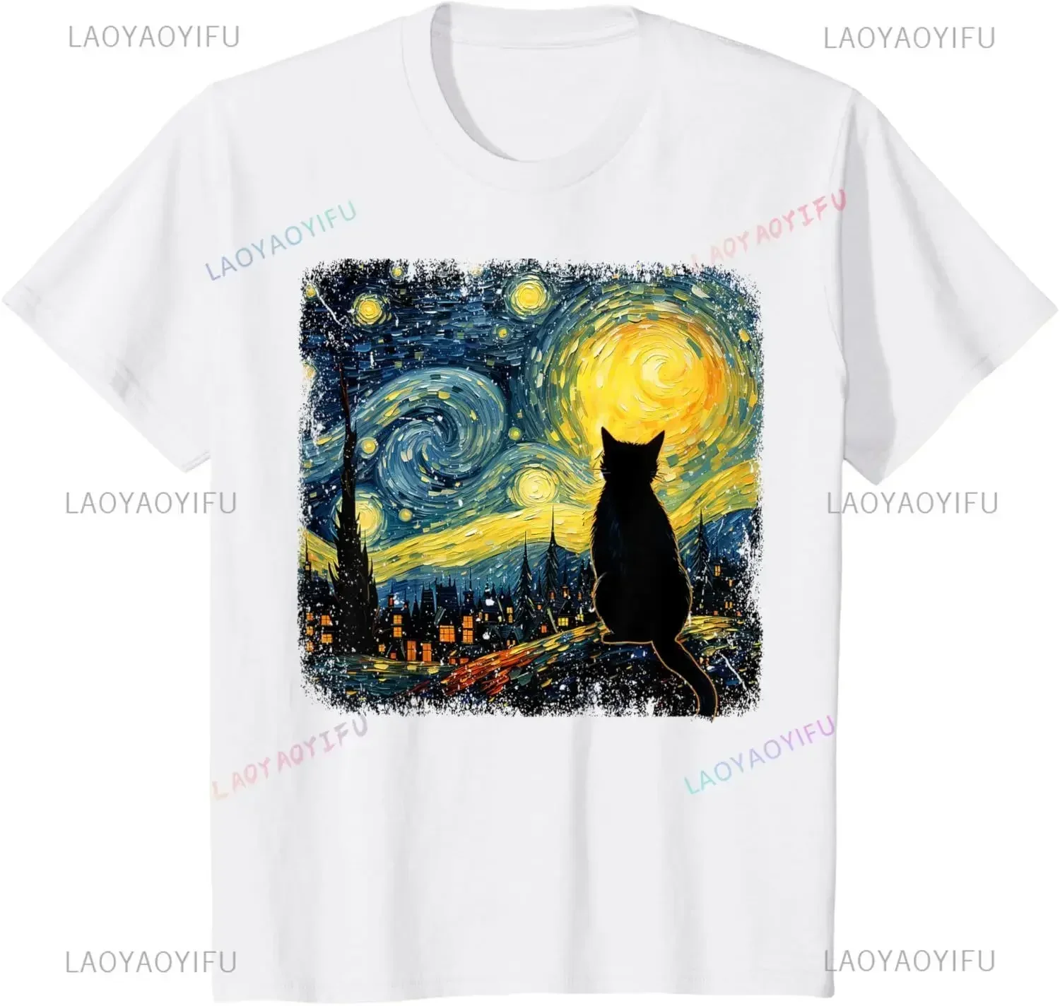 Cat Starry Night Van Gogh Cat  – Men'S Fashion Aesthetics recenzja i cena