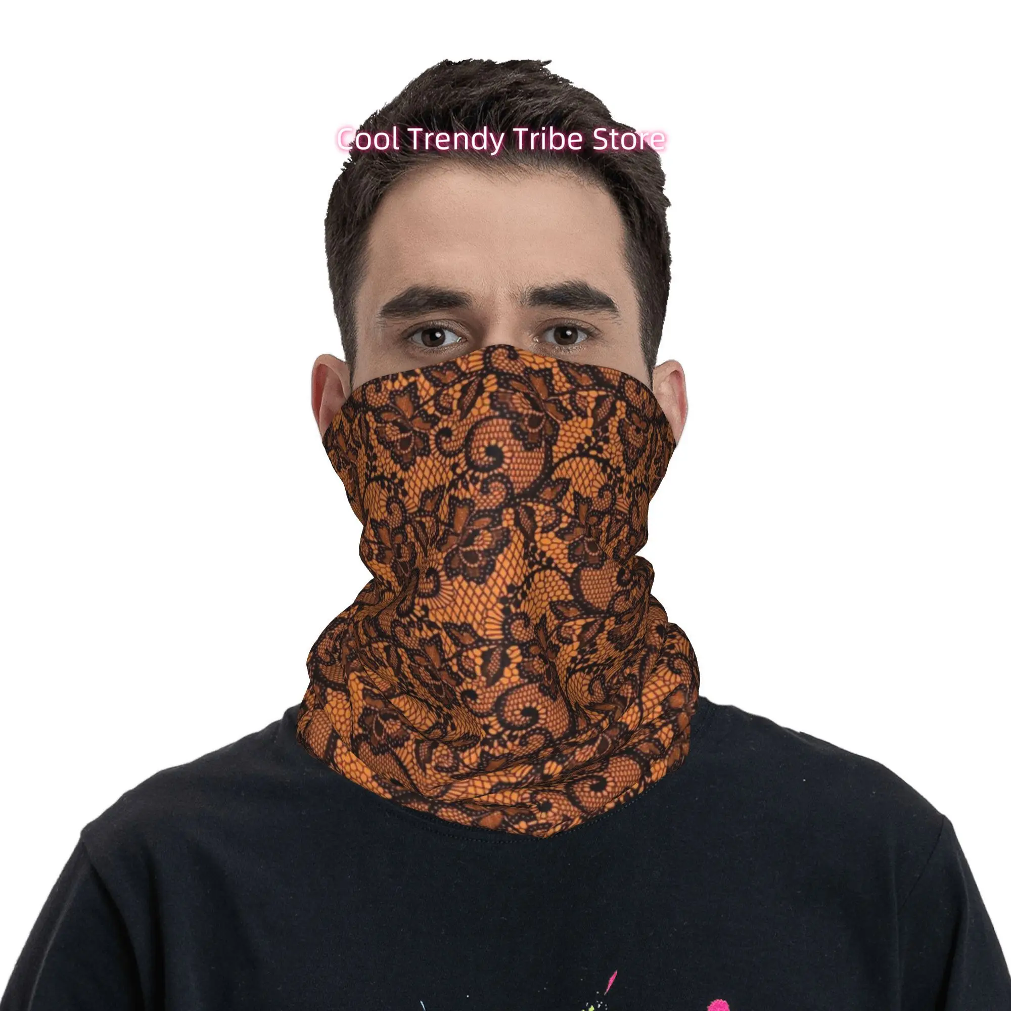 Pomarańczowo-czarna koronkowa  – Men'S Fashion Head Scarf recenzja i cena