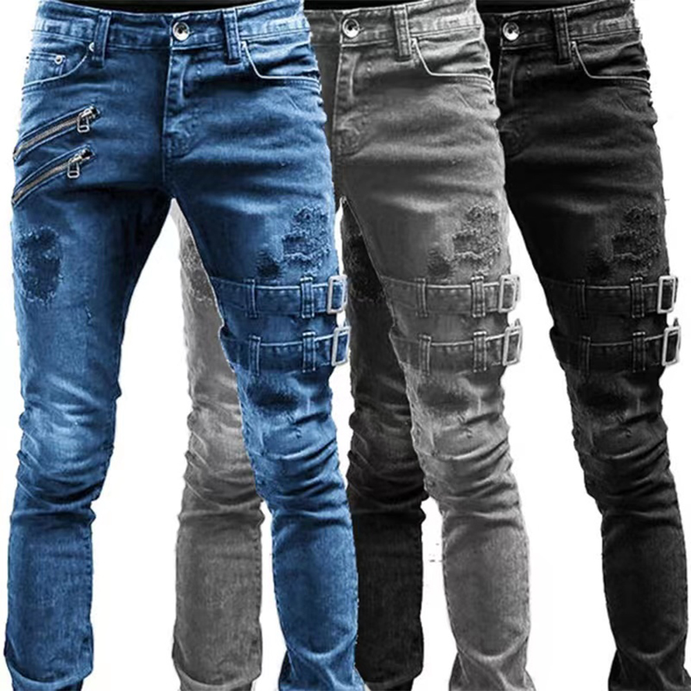 Retro Moto Biker proste elasty – Skinny Jeans Ripped recenzja i cena