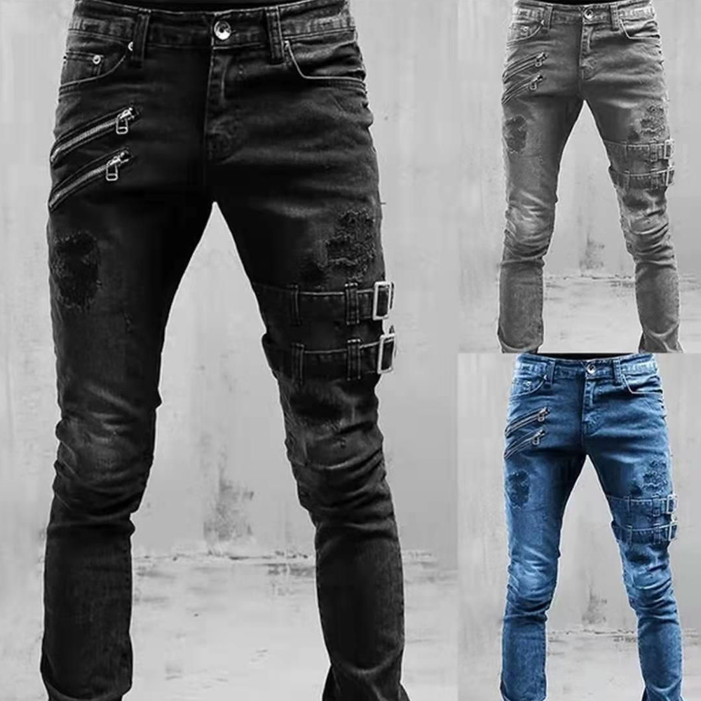 Retro Moto Biker proste elasty – Skinny Jeans Ripped recenzja i cena