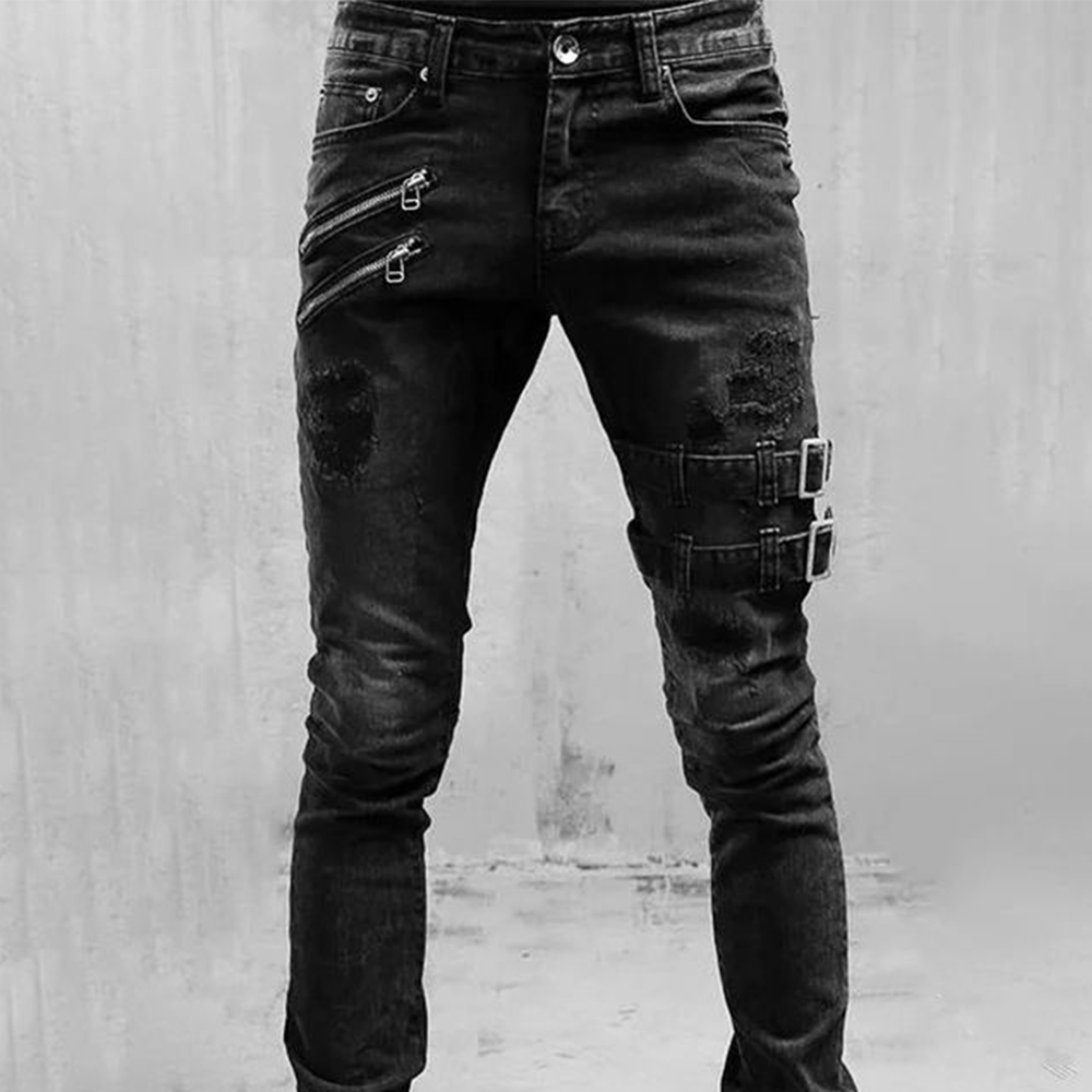Retro Moto Biker proste elasty – Skinny Jeans Ripped recenzja i cena
