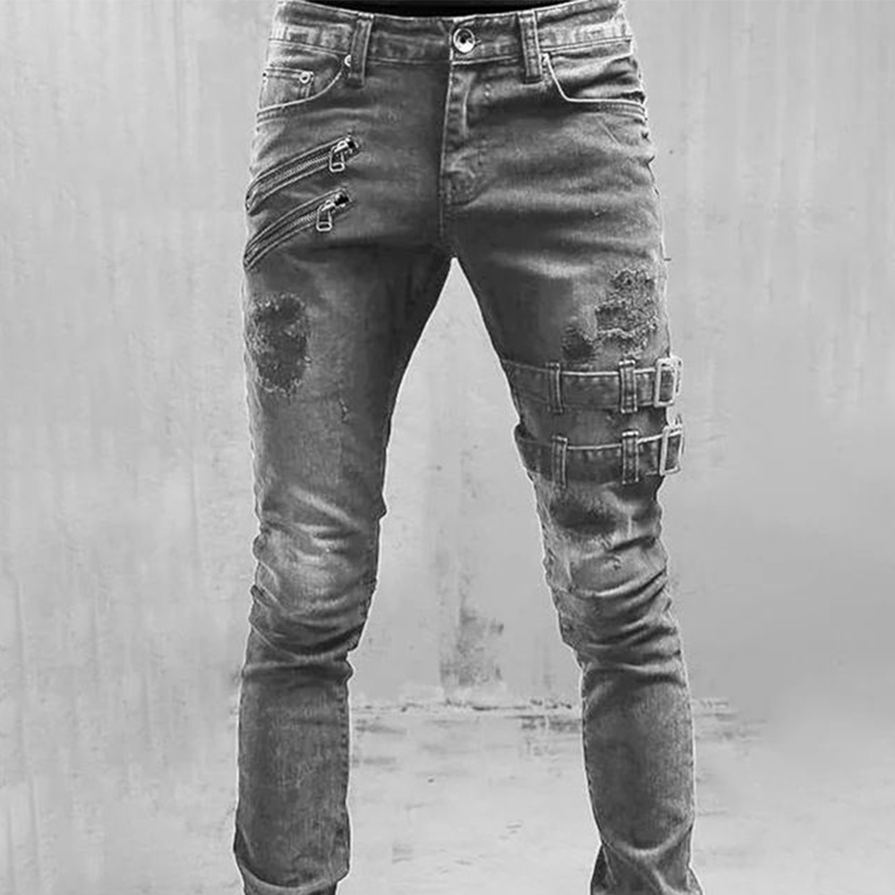 Retro Moto Biker proste elasty – Skinny Jeans Ripped recenzja i cena